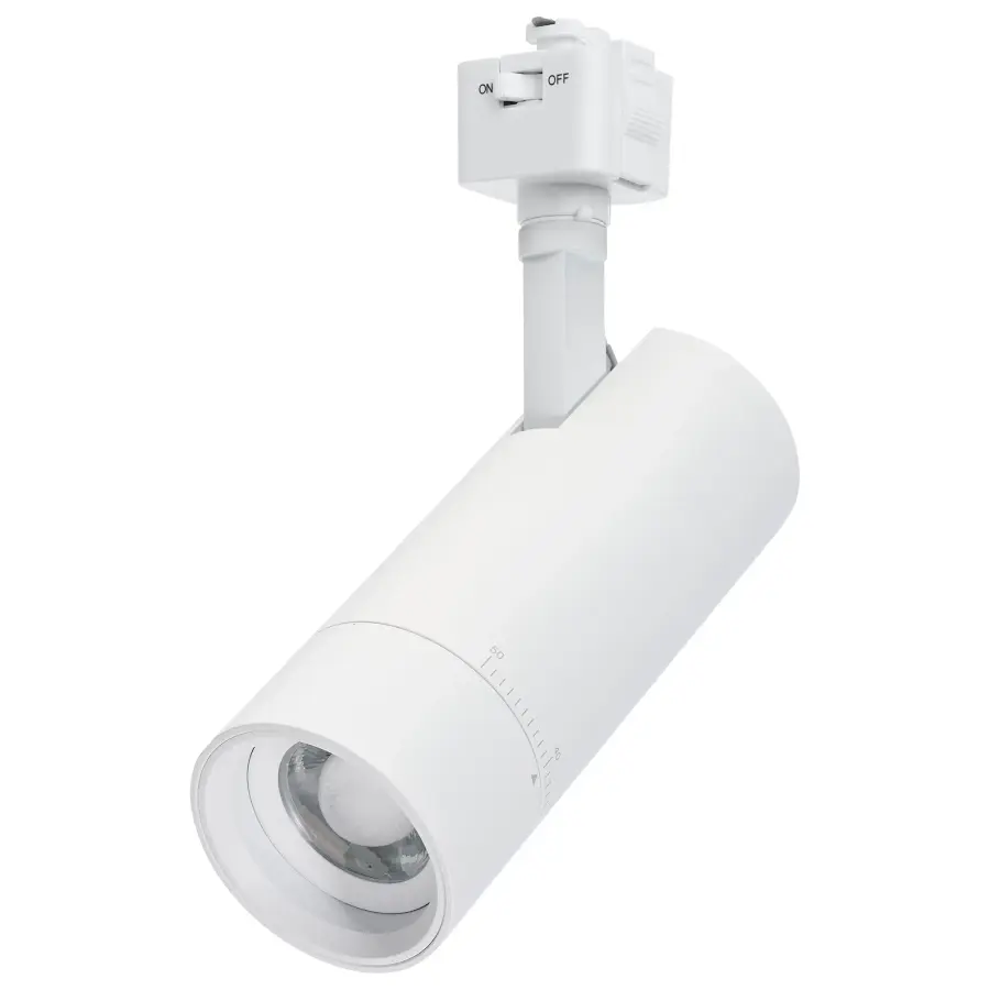 15W LED Track Head - J-Style - Adjustable Beam - Matte White - Image 1
