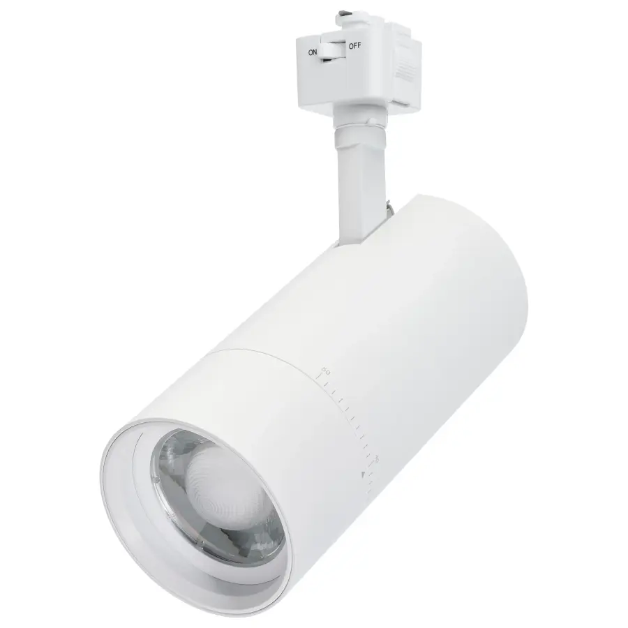 30W LED Track Head - J-Style - Adjustable Beam - Matte White - Image 1