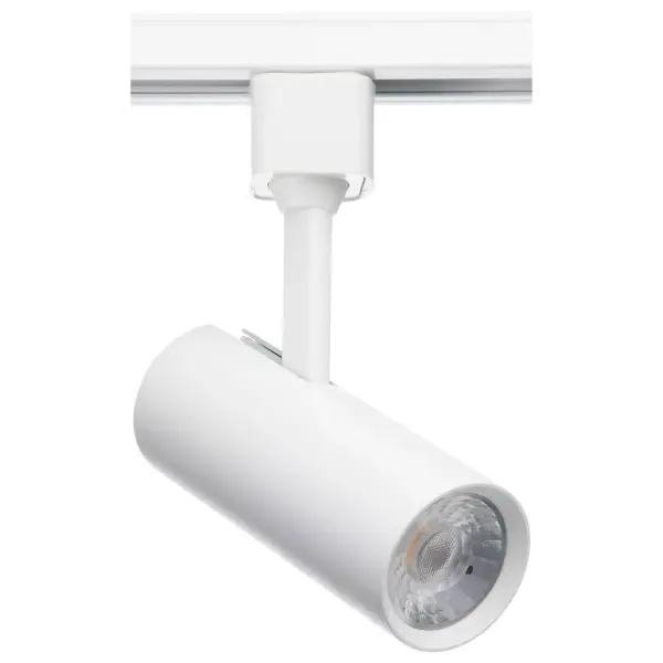 The SATCO NUVO Pro Series track head delivers exceptional 600-lumen output with superior 93 CRI for accurate color rendering. Its cylindrical design and 24-degree beam angle provide focused illumination ideal for accent lighting in retail, hospitality, and residential applications.