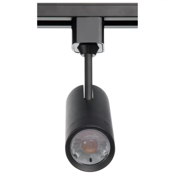 The SATCO NUVO Pro Series track head delivers exceptional 600-lumen output with superior 93 CRI for accurate color rendering. Its shotgun-style cylinder design and 24-degree beam angle provide focused illumination ideal for accent lighting in retail, hospitality, and residential applications. - alternate view