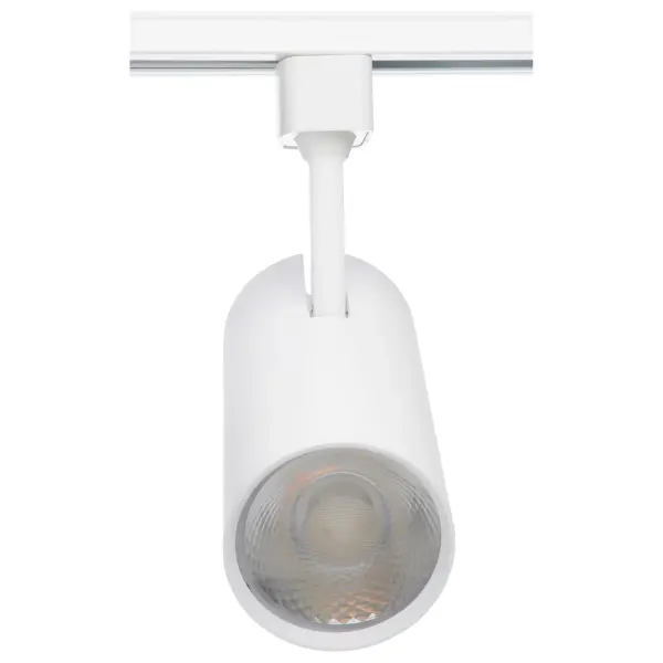 High-performance 30W LED track head delivers 2000 lumens with exceptional 93 CRI for superior color rendering. Shotgun-style cylinder design provides focused 36° beam angle ideal for accent lighting in retail, hospitality, and residential applications. - alternate view