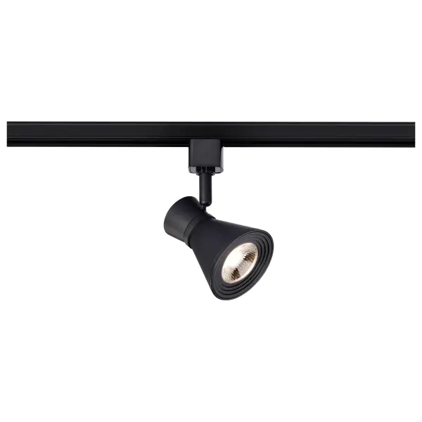 Energy-efficient 12W LED track head with cinch-waist design in timeless matte black. Delivers 1020 lumens of warm 3000K light with excellent 90 CRI color rendering. Adjustable and swivel function allows precise light placement. - alternate view