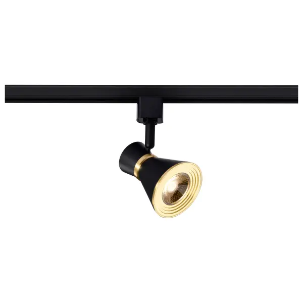 This energy-efficient 12W LED track head combines modern styling with practical functionality. The matte black and brushed brass finish adds contemporary elegance while the adjustable head provides precise light placement. - alternate view