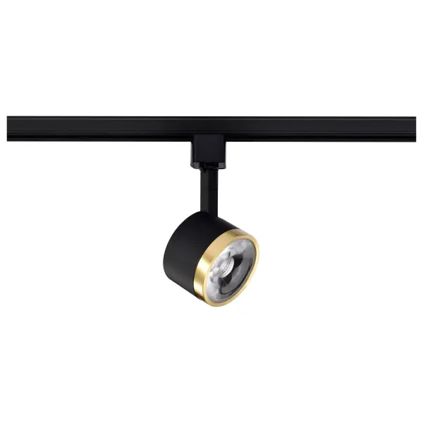 This 12W LED track head combines energy efficiency with contemporary style. The round design features a striking matte black and brushed brass finish that complements modern interiors. Adjustable and swivel functionality allows precise light placement.