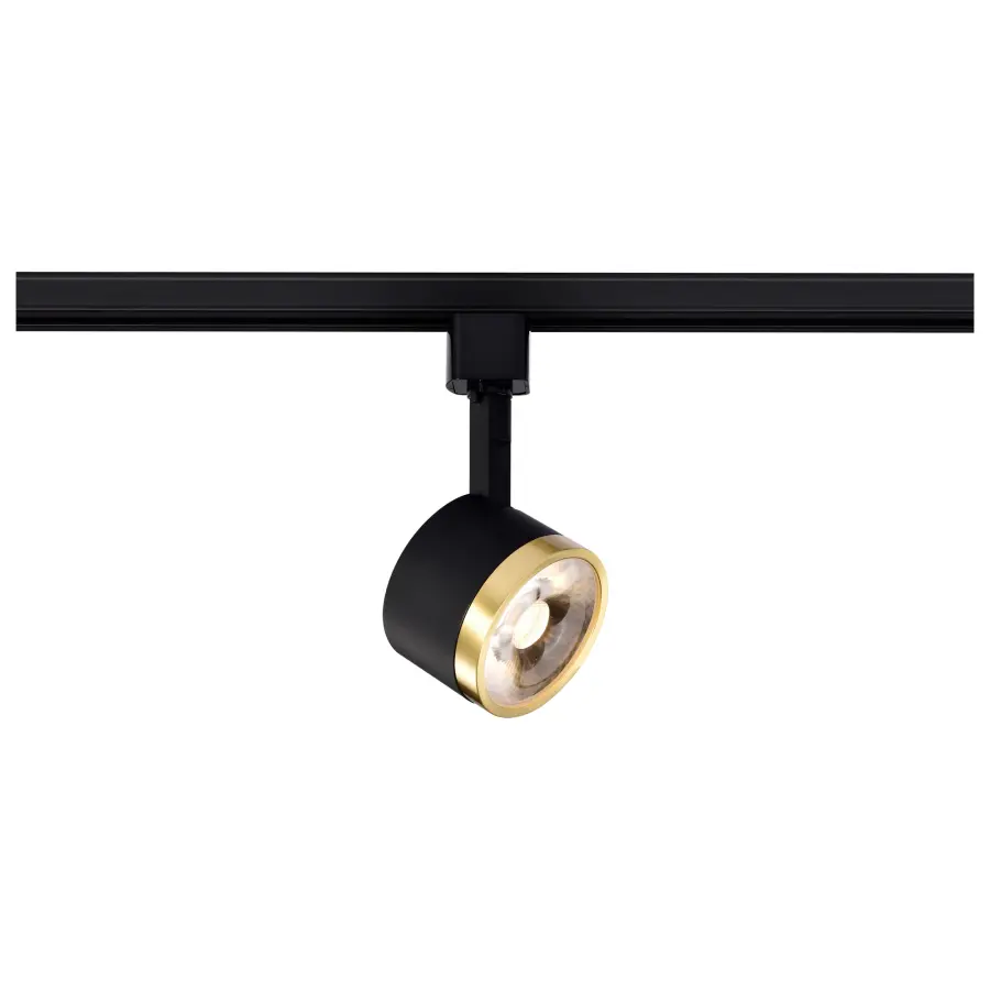 12W LED Round Track Head - Matte Black & Brushed Brass - Image 2