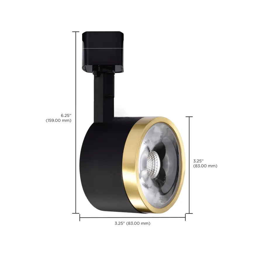 12W LED Round Track Head - Matte Black & Brushed Brass - Image 12