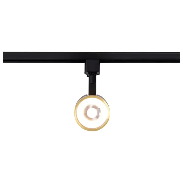 12W LED Round Track Head - Matte Black & Brushed Brass - Image 4