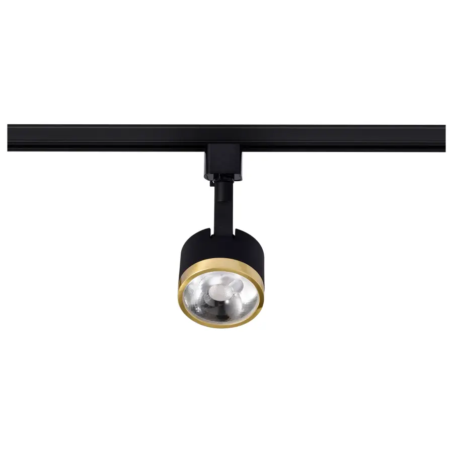 12W LED Round Track Head - Matte Black & Brushed Brass - Image 5