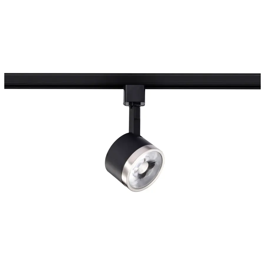 12W LED Round Track Head - Matte Black & Brushed Nickel - Image 1