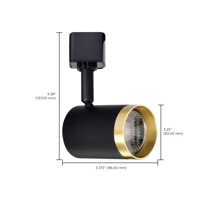 12W LED Cylindrical Track Head - Matte Black & Brushed Brass - Image 13