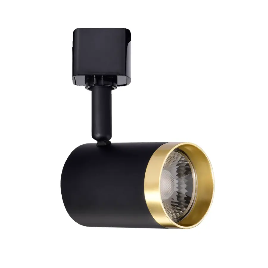 12W LED Cylindrical Track Head - Matte Black & Brushed Brass - Image 14