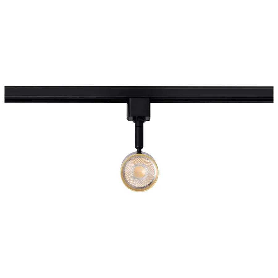 12W LED Cylindrical Track Head - Matte Black & Brushed Brass - Image 3