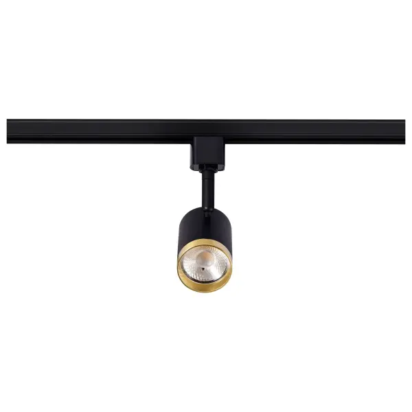 12W LED Cylindrical Track Head - Matte Black & Brushed Brass - Image 5