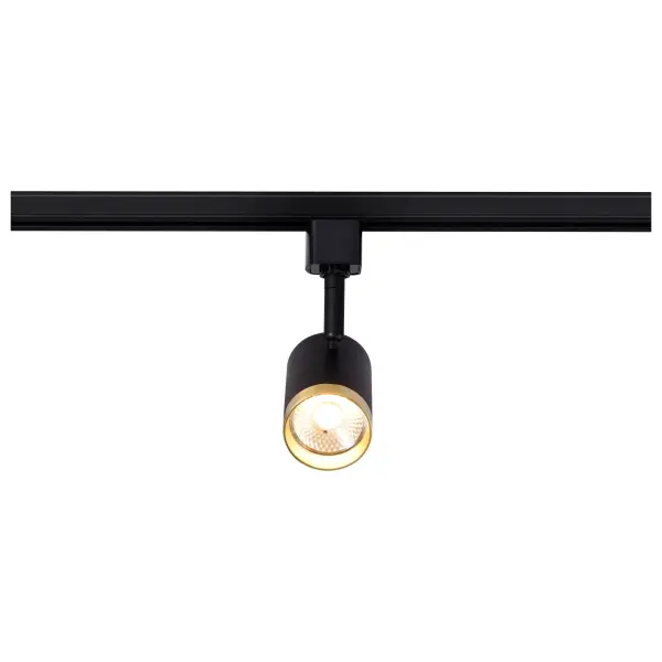 12W LED Cylindrical Track Head - Matte Black & Brushed Brass - Image 6