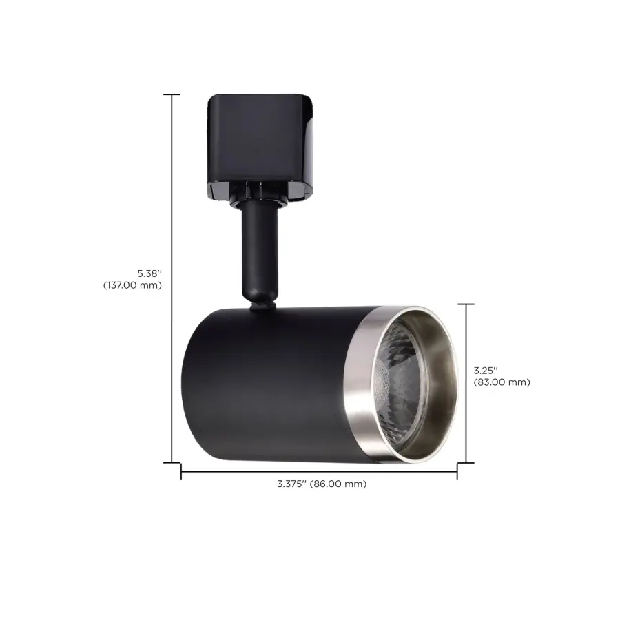12W LED Cylindrical Track Head - Matte Black & Brushed Nickel - Image 11