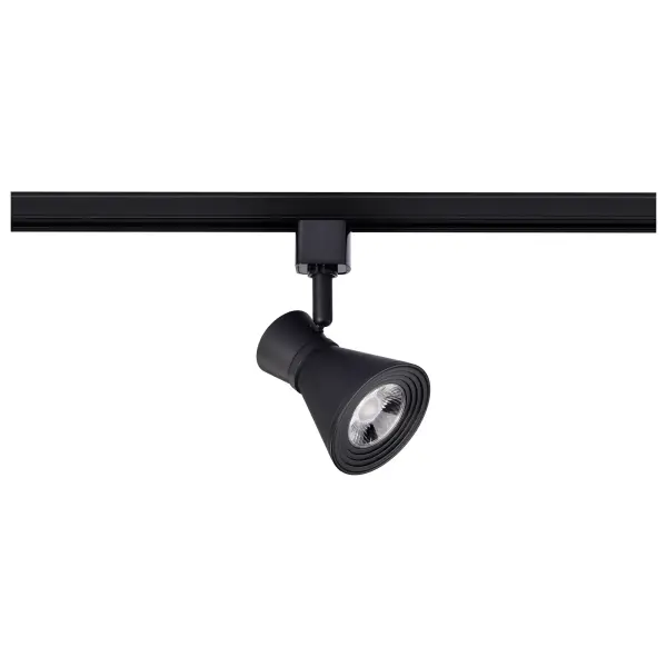 Energy-efficient 12W LED track head with cinch-waist design delivers 1020 lumens of warm 3000K light. Adjustable and swivel functionality allows precise light placement. Matte black finish complements modern interiors.