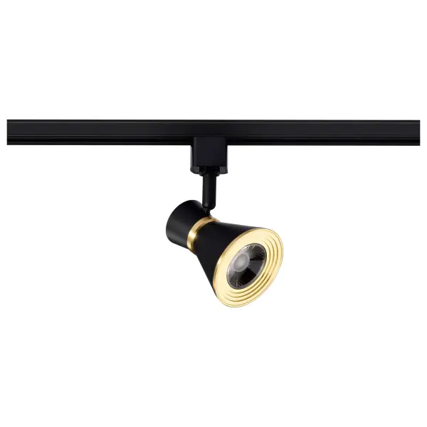 This energy-efficient 12W LED track head combines contemporary matte black with brushed brass accents for a sophisticated two-tone look. The adjustable cinch-waist design delivers 1020 lumens of warm 3000K light with excellent 90 CRI color rendering.