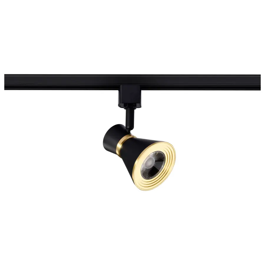 12W LED Cinch Track Head - Matte Black & Brushed Brass - Image 1