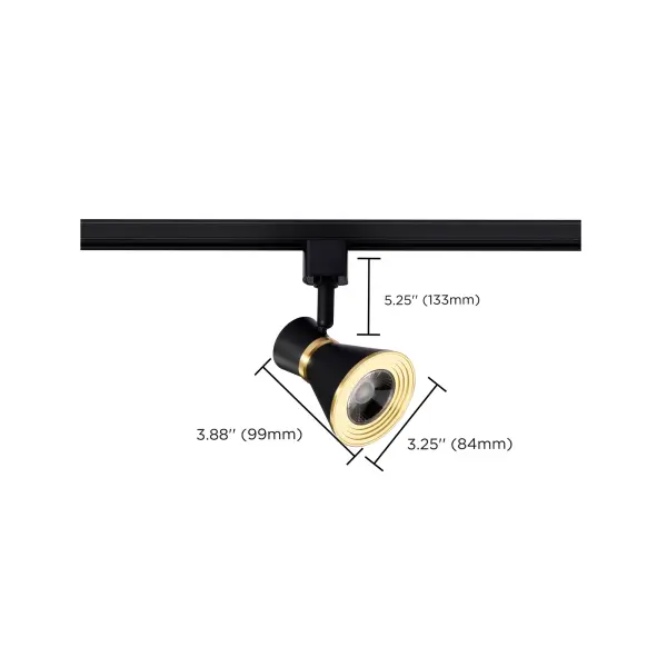12W LED Cinch Track Head - Matte Black & Brushed Brass - Image 12