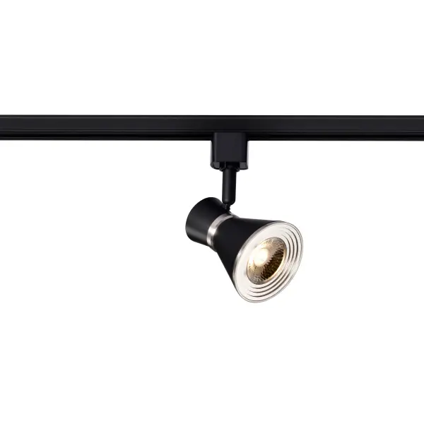 Energy-efficient 12W LED track head with cinch-waist design in timeless matte black and brushed nickel finish. Delivers 1020 lumens of warm 3000K light with excellent 90 CRI color rendering for precise accent and task lighting. - alternate view