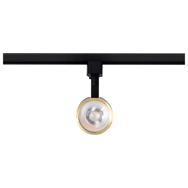 12W LED Round Track Head in Matte Black & Brushed Brass - Image 3