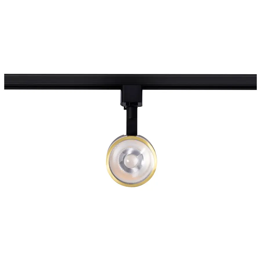 12W LED Round Track Head in Matte Black & Brushed Brass - Image 3