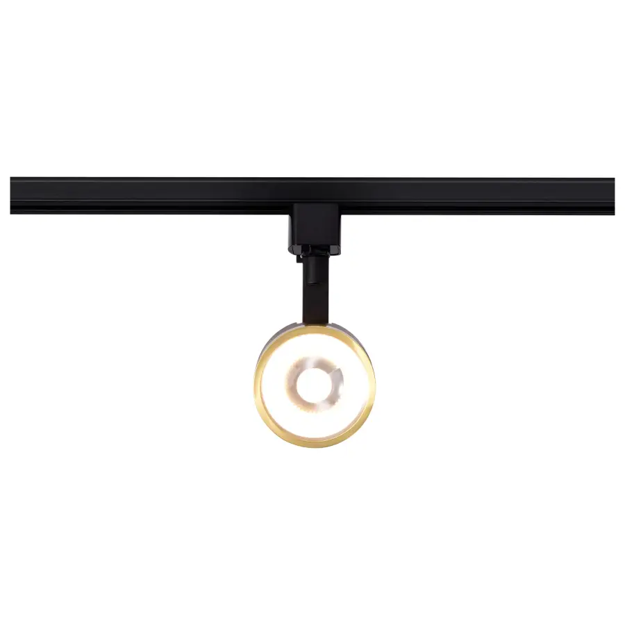 12W LED Round Track Head in Matte Black & Brushed Brass - Image 4