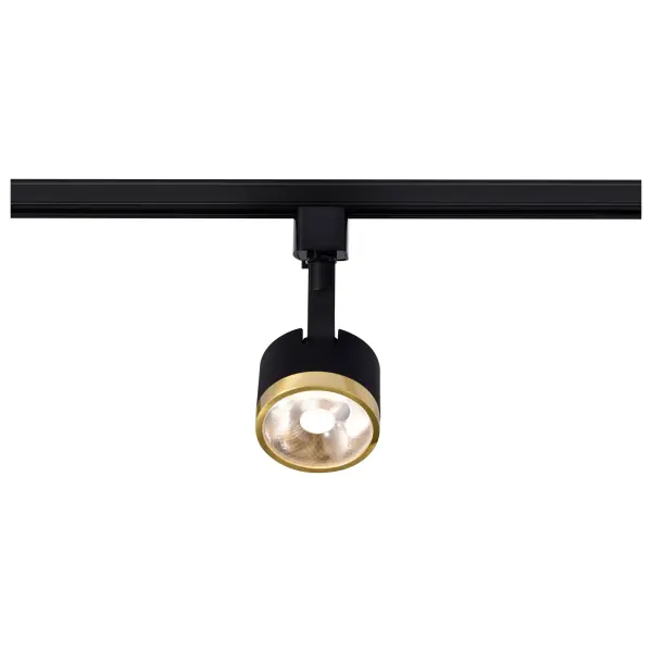 12W LED Round Track Head in Matte Black & Brushed Brass - Image 6