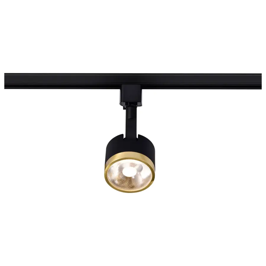 12W LED Round Track Head in Matte Black & Brushed Brass - Image 6