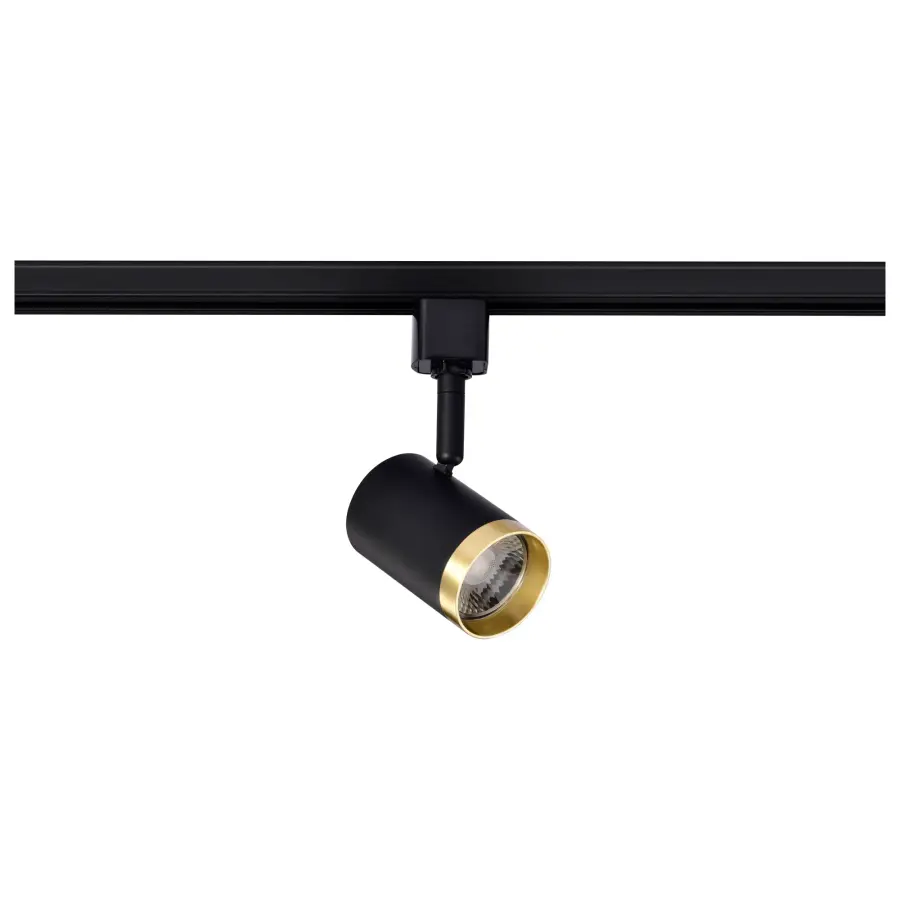12W LED Cylindrical Track Head - Matte Black & Brushed Brass - Image 1