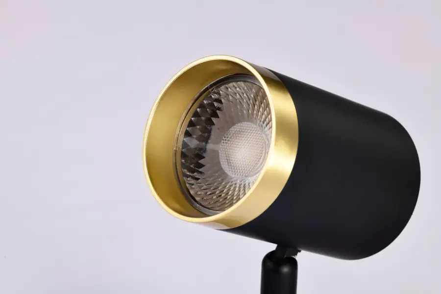 12W LED Cylindrical Track Head - Matte Black & Brushed Brass - Image 7