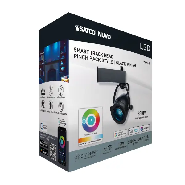 12W LED Smart Track Head with STARFISH - Pinch Back - Black - Image 14
