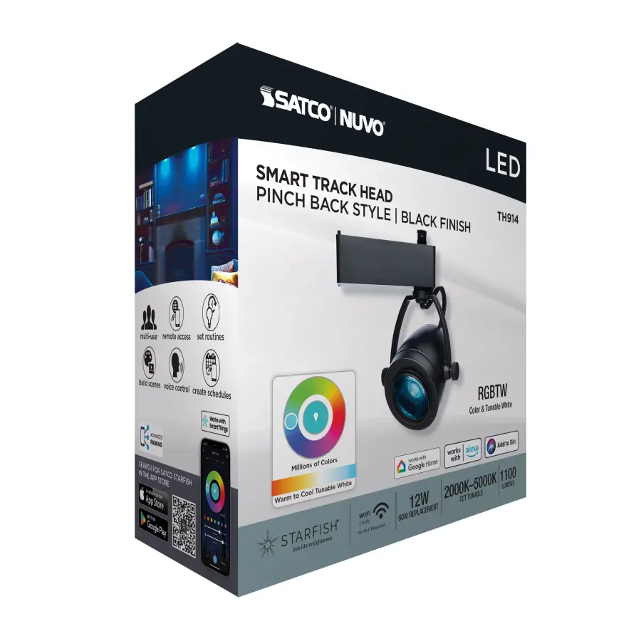 12W LED Smart Track Head with STARFISH - Pinch Back - Black - Image 14
