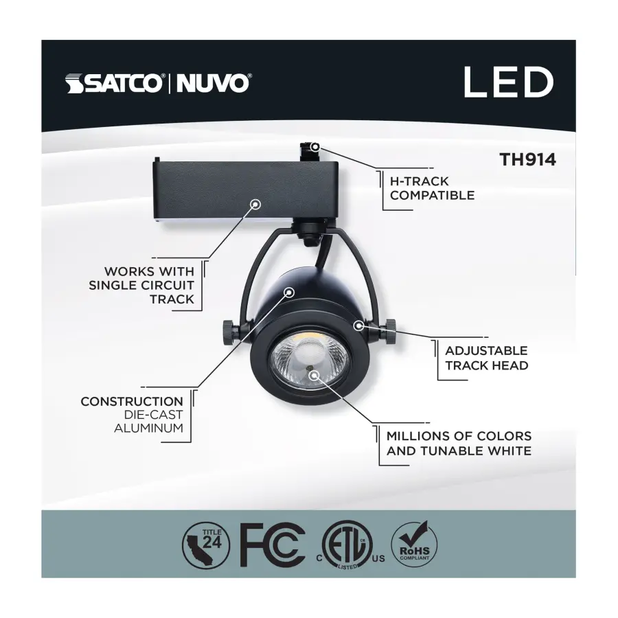 12W LED Smart Track Head with STARFISH - Pinch Back - Black - Image 10