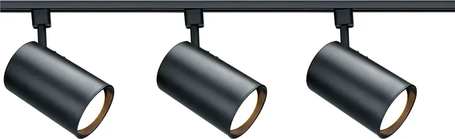 3-Light R30 Straight Cylinder Track Kit in Black - Image 1