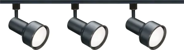 This adjustable track lighting kit features three R30-compatible cylinder heads on a 4-foot track, offering flexible directional lighting in a sleek black finish. Ideal for task lighting and accent illumination.