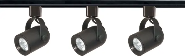 This adjustable track lighting kit offers maximum flexibility with swiveling, turning, and sliding heads that direct light exactly where needed. The 4-foot track with three MR16 fixtures provides practical illumination for task-oriented spaces.