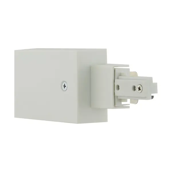 Professional-grade current limiter designed to protect track lighting circuits from overload. Rated for 1440 watts at 120 volts with 12-amp capacity, this white finish component ensures safe operation of your track system. - alternate view