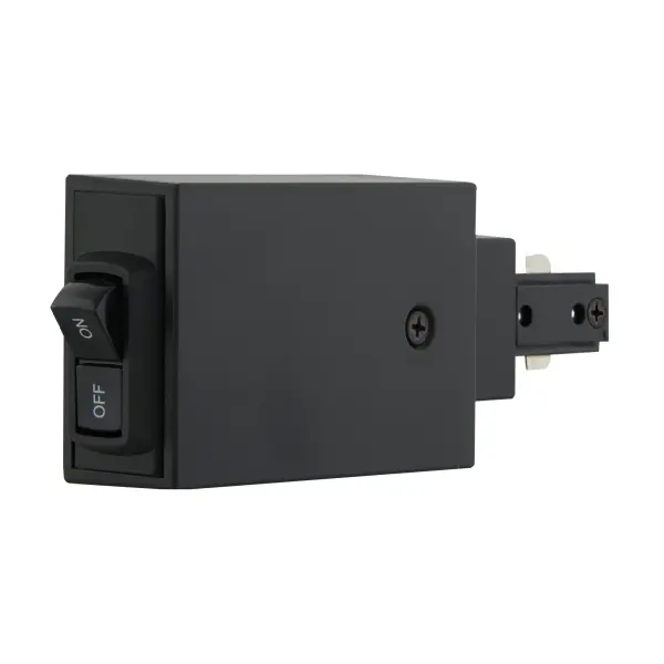 This current limiter is a critical safety component for track lighting installations, preventing electrical overload by limiting power to 60 watts. The black finish integrates seamlessly with modern track systems.