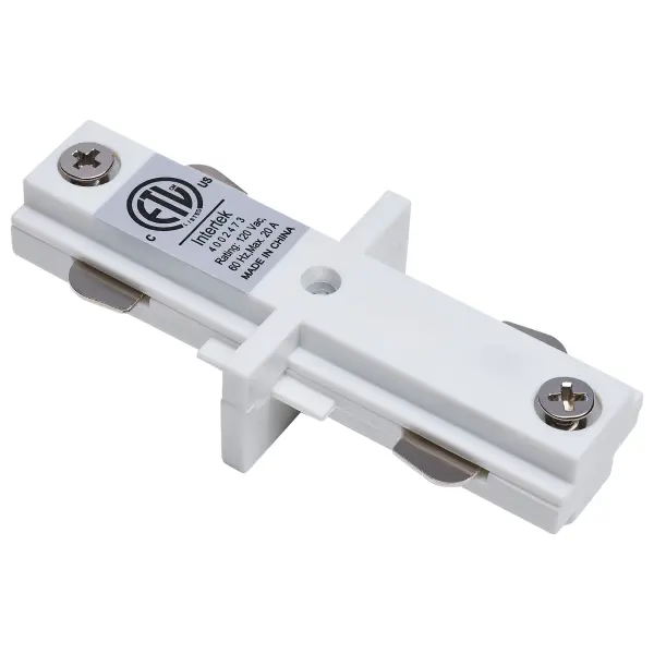 This mini straight connector enables clean, professional track lighting installations. The white finish integrates seamlessly with modern track systems, providing reliable electrical connection for extended runs. - alternate view