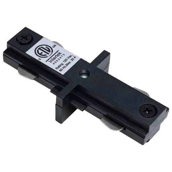 This mini straight connector enables clean, professional track lighting installations by joining track sections in a straight line. The compact black finish design maintains visual continuity in modern spaces. - alternate view