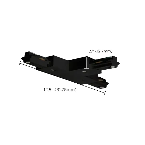 This black finish T-connector provides a seamless way to create perpendicular track configurations in traditional-style lighting systems. Ideal for expanding track layouts in any direction. - alternate view