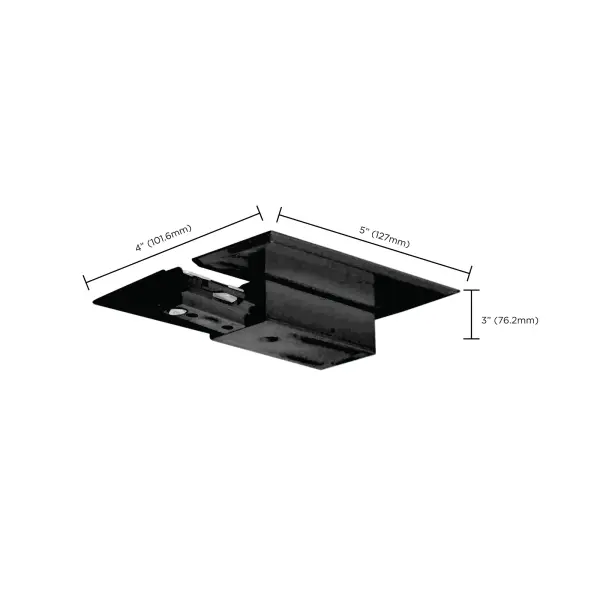 This live end with canopy provides a professional finish for track lighting systems. The black finish integrates seamlessly with modern track installations, offering both electrical termination and aesthetic completion. - alternate view
