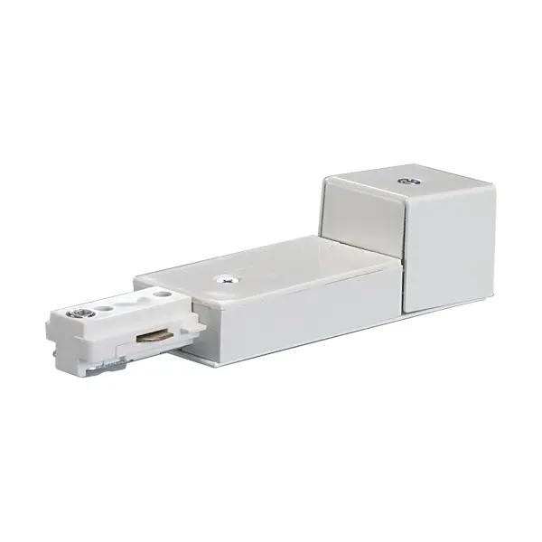 This white finish conduit live end provides a professional termination point for track lighting systems. Designed for seamless integration with contemporary track installations.