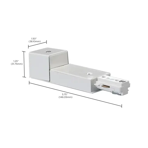 This white finish conduit live end provides a professional termination point for track lighting systems. Designed for seamless integration with contemporary track installations. - alternate view