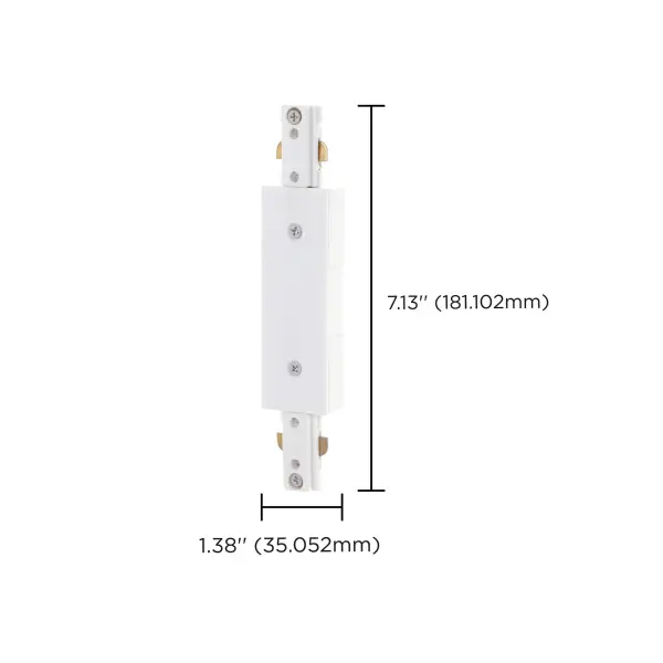 Inline power feed provides seamless electrical connection for track lighting systems. White finish integrates cleanly with modern track installations for residential and commercial applications. - alternate view