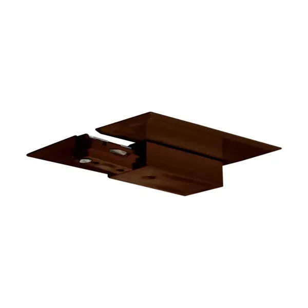 This live end and canopy in brown finish provides the necessary electrical connection and aesthetic finish for track lighting installations, offering a functional solution for completing track systems.