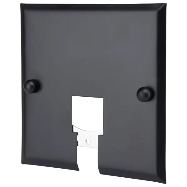This current limiter canopy track plate is a critical safety component for track lighting installations, providing electrical protection while maintaining a clean, professional appearance in black finish.