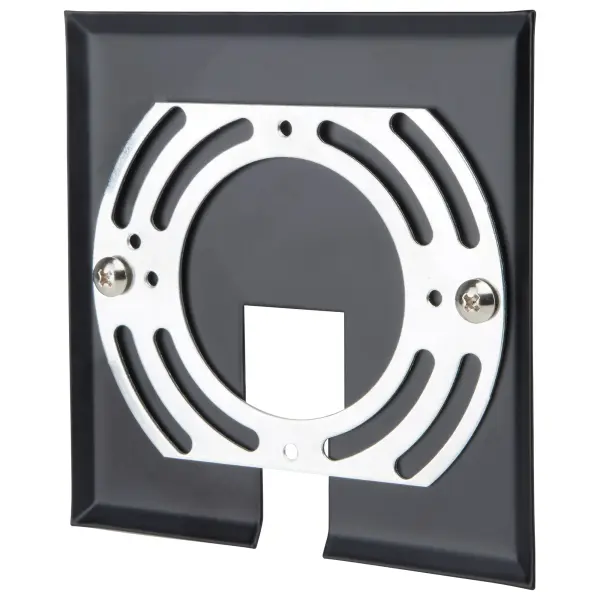 This current limiter canopy track plate is a critical safety component for track lighting installations, providing electrical protection while maintaining a clean, professional appearance in black finish. - alternate view