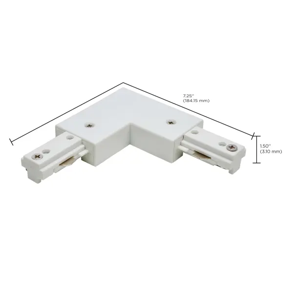 This reverse polarity L connector enables flexible 90-degree turns in track lighting systems. The clean white finish integrates seamlessly with modern track installations for residential and commercial spaces. - alternate view